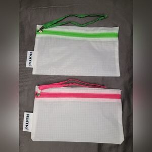 Set of 2 RuMe Small Zippered Travel Baggies Purse Organizer Green and  Pink
